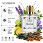 Perfume bottle labeled 'Silver Soul' with floral and fruit elements on a white background